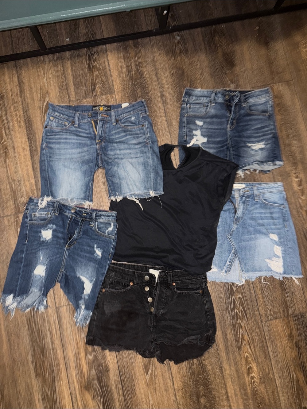 Women’s Distressed Denim Shorts /skirt- Blue and Black